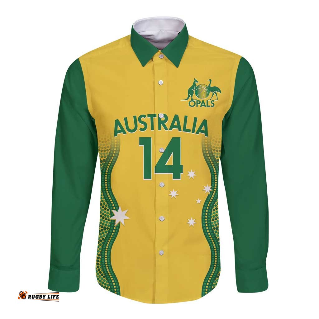 Custom Australia Opals Long Sleeve Button Shirt Indigenous Art