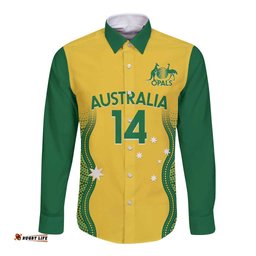 Custom Australia Opals Long Sleeve Button Shirt Indigenous Art