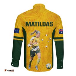 Australia Soccer Long Sleeve Button Shirt Ellie Carpenter Matildas Gold Version