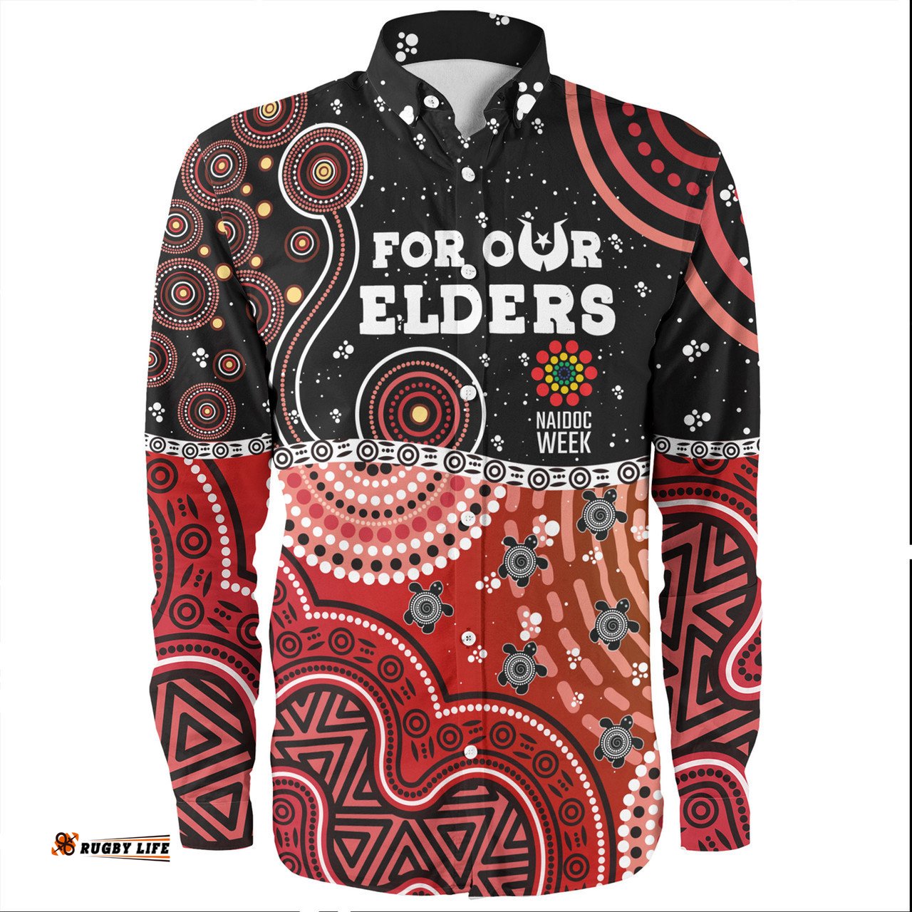 Australia Naidoc Week Long Sleeve Button Shirt - Aboriginal Inspired For Our Elders NAIDOC Week 2023