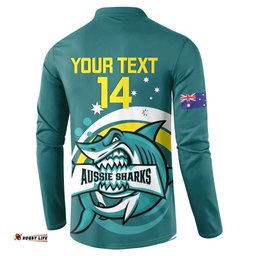 Custom Australia Water Polo 2024 Button Sweatshirt Aussie Shark Sporty Version