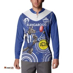 Custom AFL Kangaroos NAIDOC Week Button Sweatshirt Keep The Fire Burning Indigenous Art