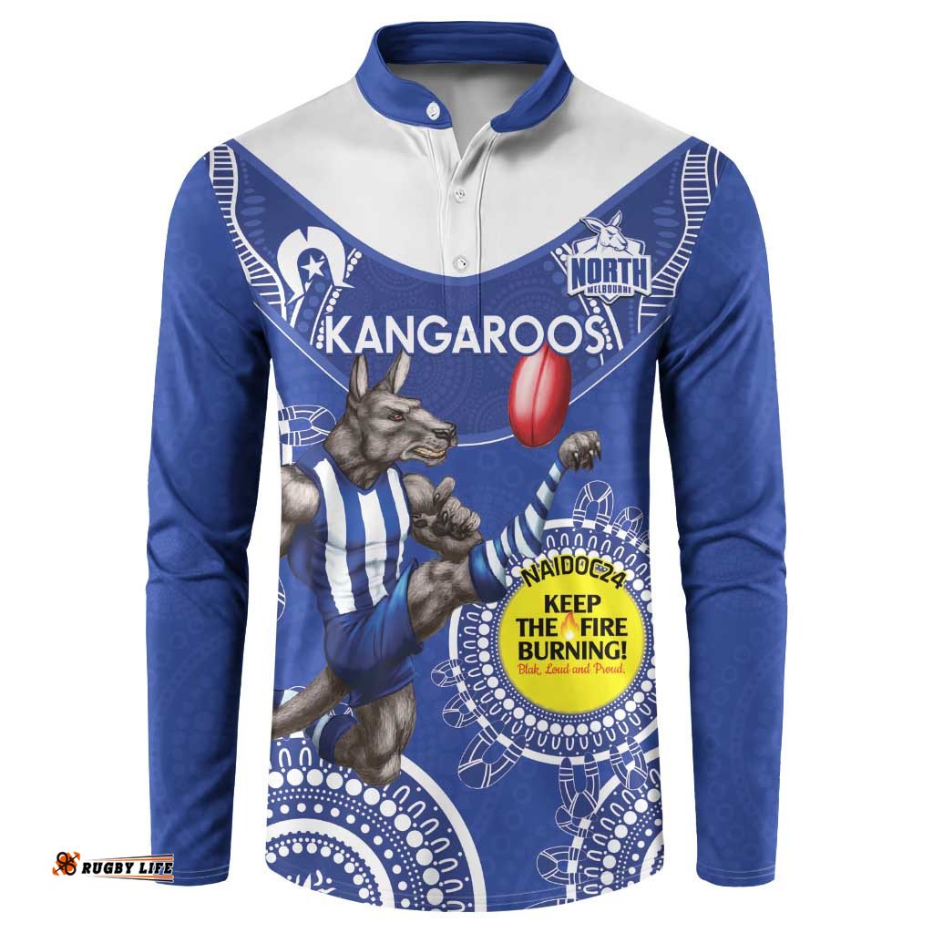 Custom AFL Kangaroos NAIDOC Week Button Sweatshirt Keep The Fire Burning Indigenous Art