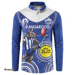 Custom AFL Kangaroos NAIDOC Week Button Sweatshirt Keep The Fire Burning Indigenous Art