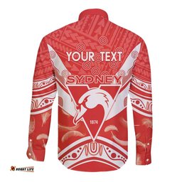 Personalised Swans Football Long Sleeve Button Shirt 2024 Swannies Mascot Go Champions