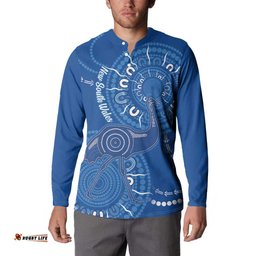 Australia New South Wales Button Sweatshirt Aussie Emu With Aboriginal Art