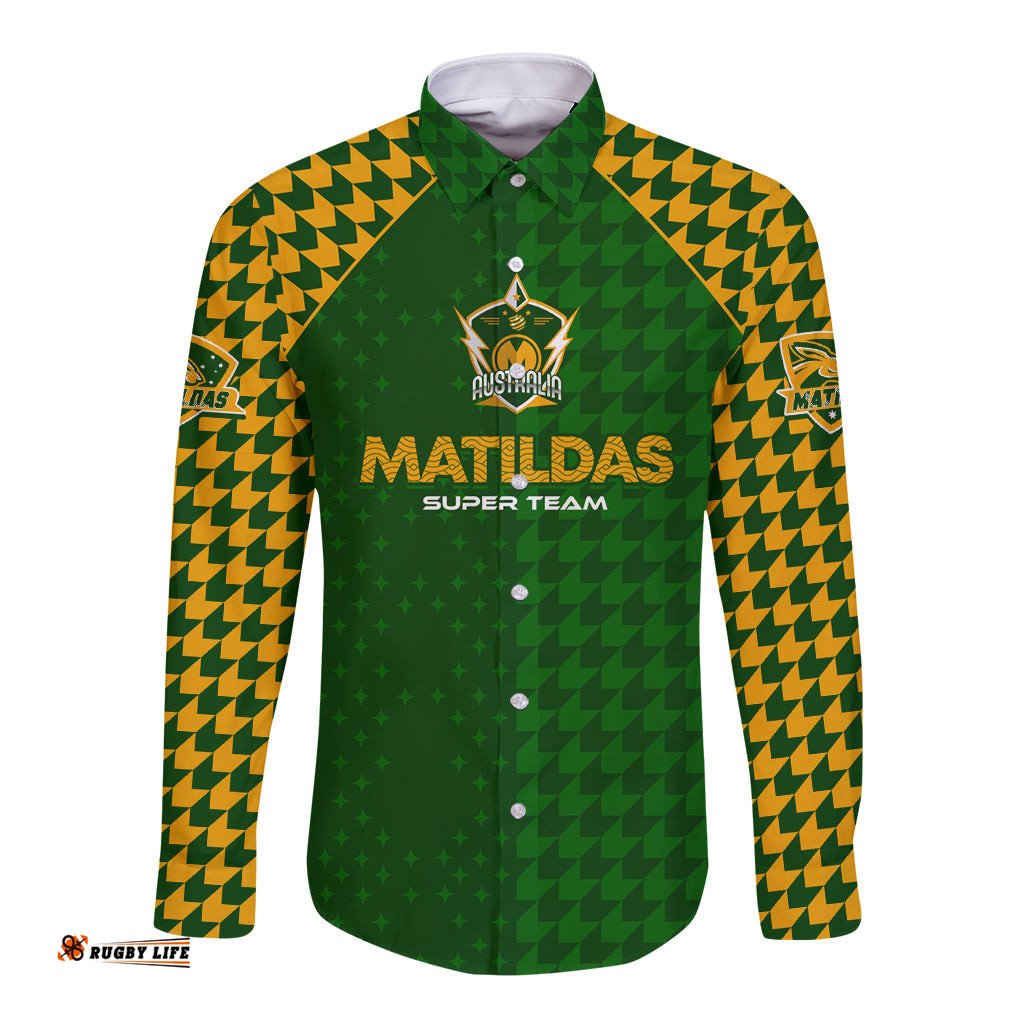 Personalised Australia Soccer Matildas Long Sleeve Button Shirt Super Team