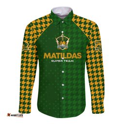 Personalised Australia Soccer Matildas Long Sleeve Button Shirt Super Team