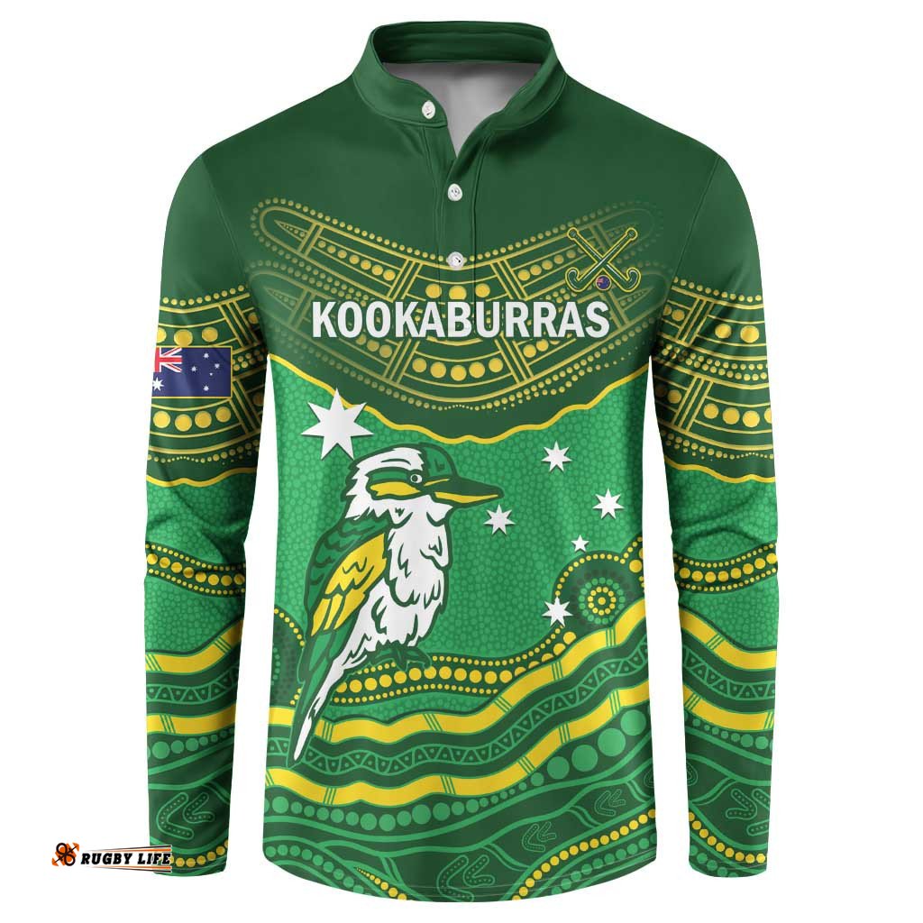 Custom Australia Kookaburras Button Sweatshirt Indigenous Art
