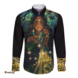 New Zealand Matariki Long Sleeve Button Shirt Rongo Mori Wellbeing and Good Luck