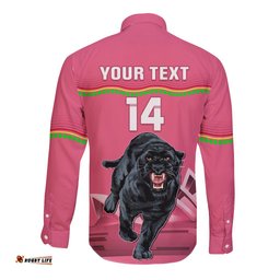 Custom Australia Day Panthers Long Sleeve Button Shirt NRL 2024 Sydney Opera House With Map Pink