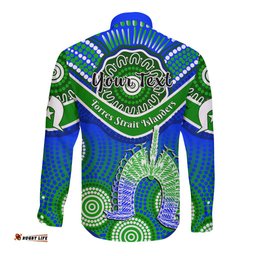 Custom Personalised Torres Strait Islanders Long Sleeve Button Shirt Dhari Australian Aboriginal Art