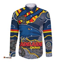 The Crows Football Long Sleeve Button Shirt Adelaide Be Unique Aboriginal Dots