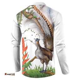 Australia Superb Lyrebird Button Sweatshirt Aussie Map - Rainforest Vibes
