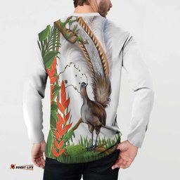 Australia Superb Lyrebird Button Sweatshirt Aussie Map - Rainforest Vibes