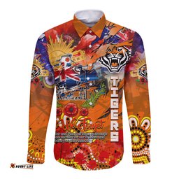 Personalised Australia Rugby Tigers ANZAC Long Sleeve Button Shirt Wests Scratch Style