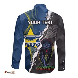 Personalised Panthers And Cowboys Rugby Long Sleeve Button Shirt Sporty Version