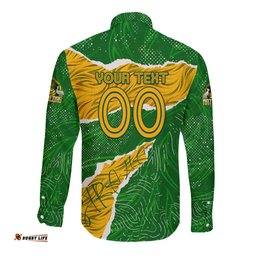 Personalised Matildas Long Sleeve Button Shirt Australia Soccer Fingerprint
