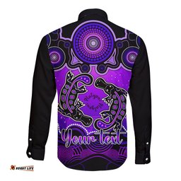 Personalised Australia Pisces Platypus Zodiac Long Sleeve Button Shirt Auz Astrology Aboriginal Purple