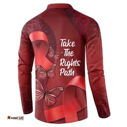 Australia AIDS Awareness Month Button Sweatshirt Take The Rights Path Aboriginal Art