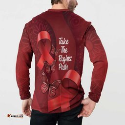 Australia AIDS Awareness Month Button Sweatshirt Take The Rights Path Aboriginal Art
