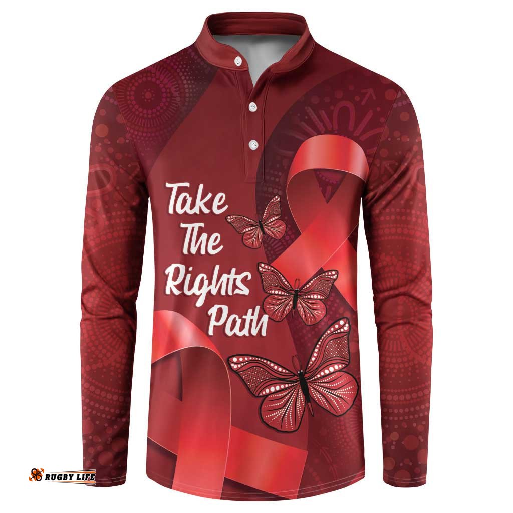 Australia AIDS Awareness Month Button Sweatshirt Take The Rights Path Aboriginal Art