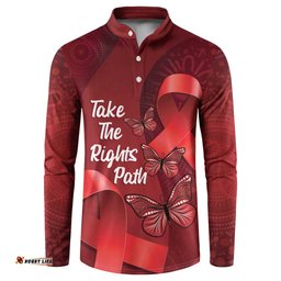 Australia AIDS Awareness Month Button Sweatshirt Take The Rights Path Aboriginal Art