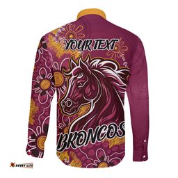 Personalised Broncos NAIDOC Week 2024 Long Sleeve Button Shirt Aboriginal Fire Burning Sparks