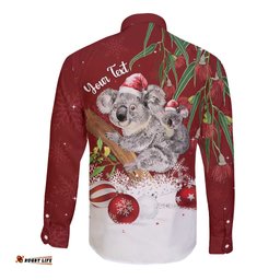 Personalised Aussie Christmas Long Sleeve Button Shirt Mom & Baby Koala