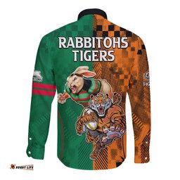 Wests Tigers and Rabbitohs Rugby Long Sleeve Button Shirt Sporty Style