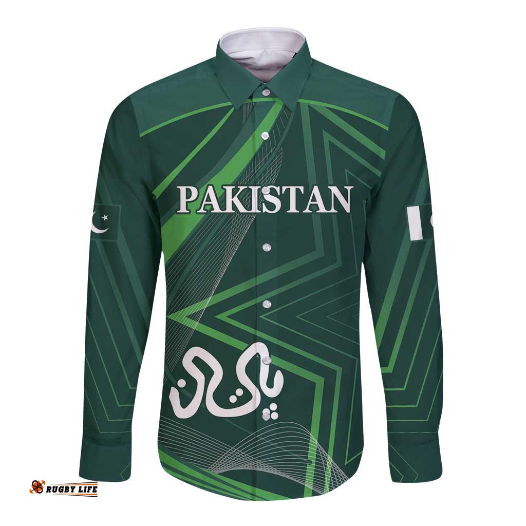 Custom Pakistan Cricket Long Sleeve Button Shirt Go Shaheens Sporty Version