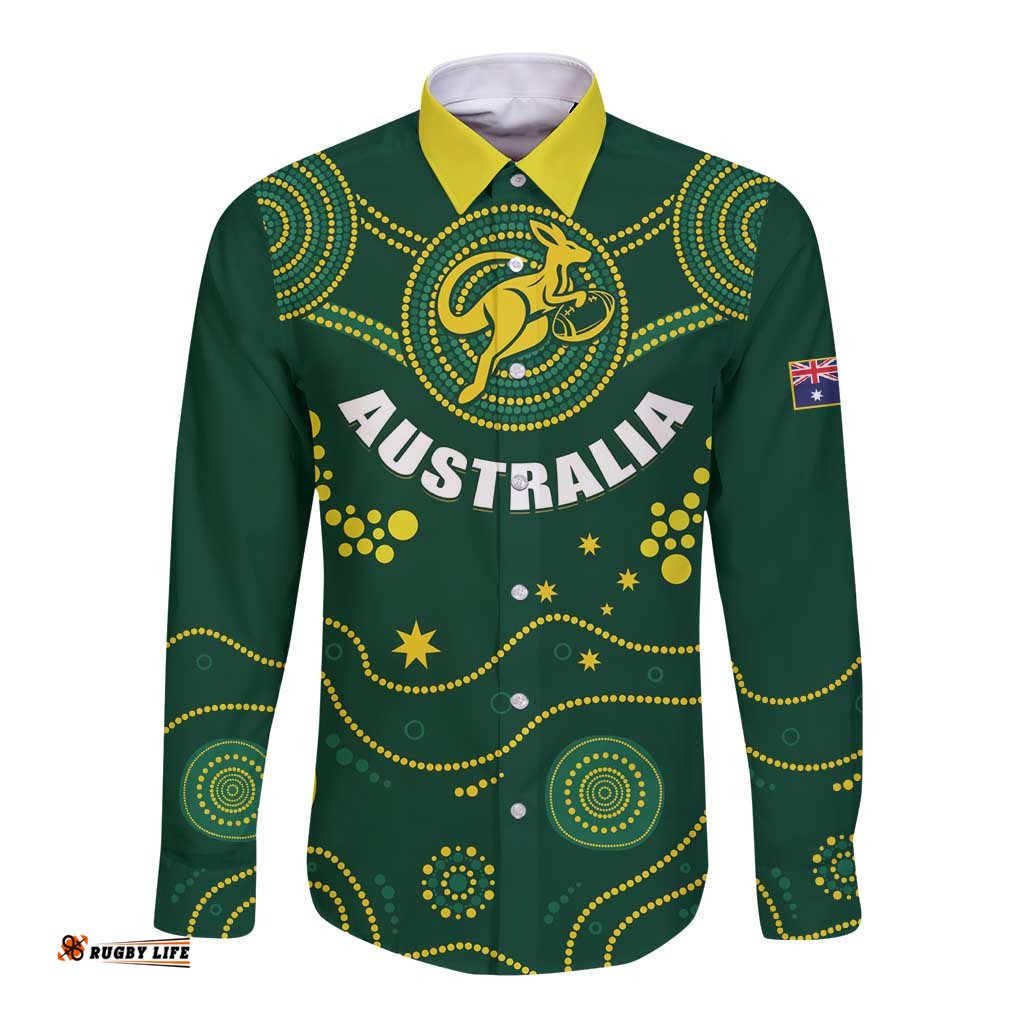 Australia 2024 Rugby Long Sleeve Button Shirt Go Wallabies