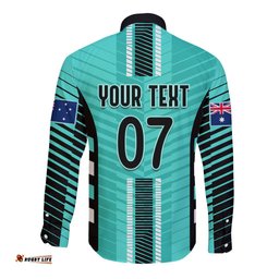Custom Australia Soccer Long Sleeve Button Shirt Go Matildas Dynamic Turquoise