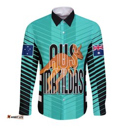 Custom Australia Soccer Long Sleeve Button Shirt Go Matildas Dynamic Turquoise