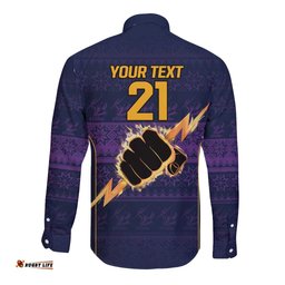 NRL Storm Christmas Custom Long Sleeve Button Shirt Minimalism Style