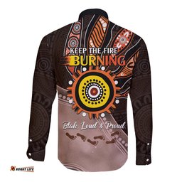 Fire Burning Together NAIDOC 2024 Long Sleeve Button Shirt Indigenous Art