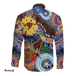 Custom NAIDOC Week 2024 Hawthorn Hawks Long Sleeve Button Shirt Australia Aboriginal Dot Painting