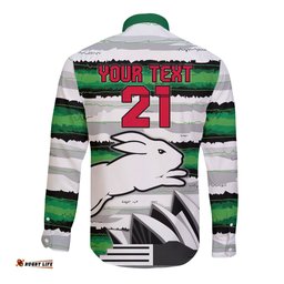 NRL Rabittohs Australia Day Custom Long Sleeve Button Shirt Sydney Opera House Glory Glory