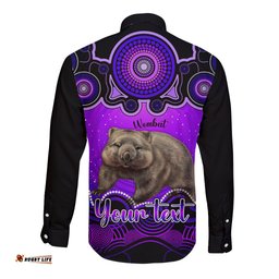 Personalised Australia Taurus Wombat Zodiac Long Sleeve Button Shirt Auz Astrology Aboriginal Purple