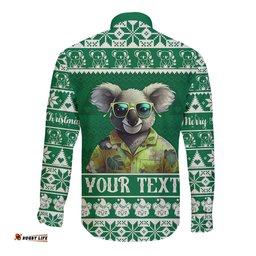 Personalised Australia Koala Christmas Long Sleeve Button Shirt Santa Koala Stay Cool