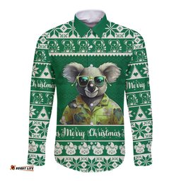 Personalised Australia Koala Christmas Long Sleeve Button Shirt Santa Koala Stay Cool