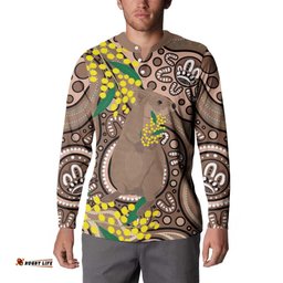 Australia Cute Quokka Button Sweatshirt Indigenous Art With Golden Wattle