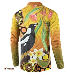 Australia Eucalyptus Flower And Magpie Button Sweatshirt Aboriginal Art