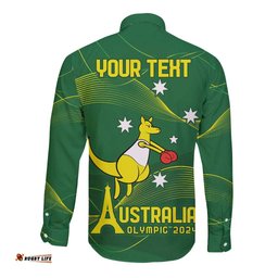 Personalised Australia Go Paris 2024 Long Sleeve Button Shirt National Color Ver1