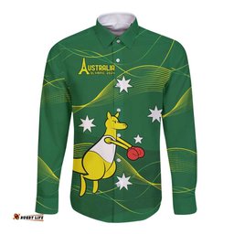 Personalised Australia Go Paris 2024 Long Sleeve Button Shirt National Color Ver1