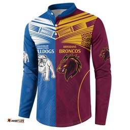 Custom Broncos-Bulldogs Button Sweatshirt NRL Tribal Half Style