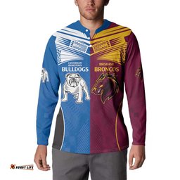 Custom Broncos-Bulldogs Button Sweatshirt NRL Tribal Half Style
