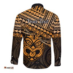 Personalised Matariki New Zealand Long Sleeve Button Shirt Maori New Year Tiki Gold Version