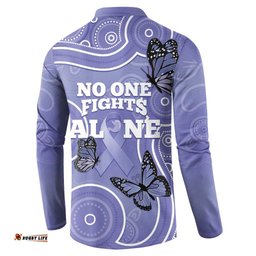 Australia Stomach Cancer Awareness Button Sweatshirt No One Fights Alone Aboriginal Art