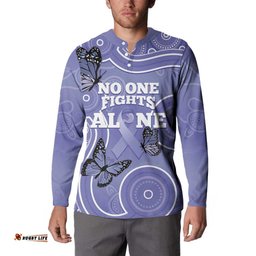 Australia Stomach Cancer Awareness Button Sweatshirt No One Fights Alone Aboriginal Art